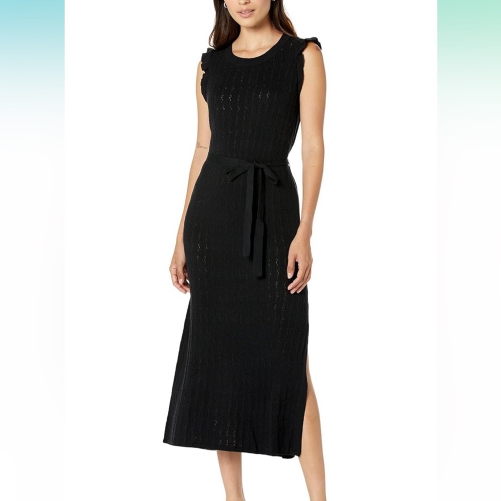 NWOT Paige Black Pointelle Knit Sleeveless Midi Dress Size XXS